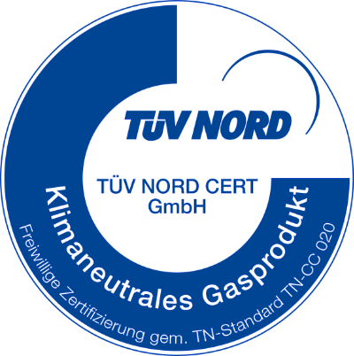 TÜV Nord Prüfsiegel klimaneutrales Gasprodukt