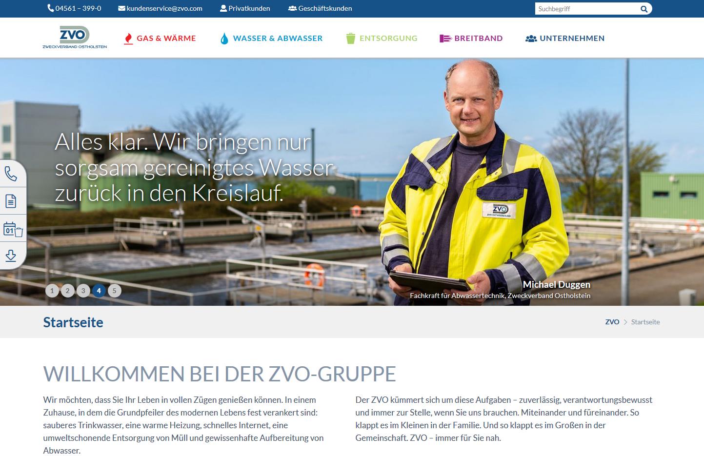 Startseite der Homepage